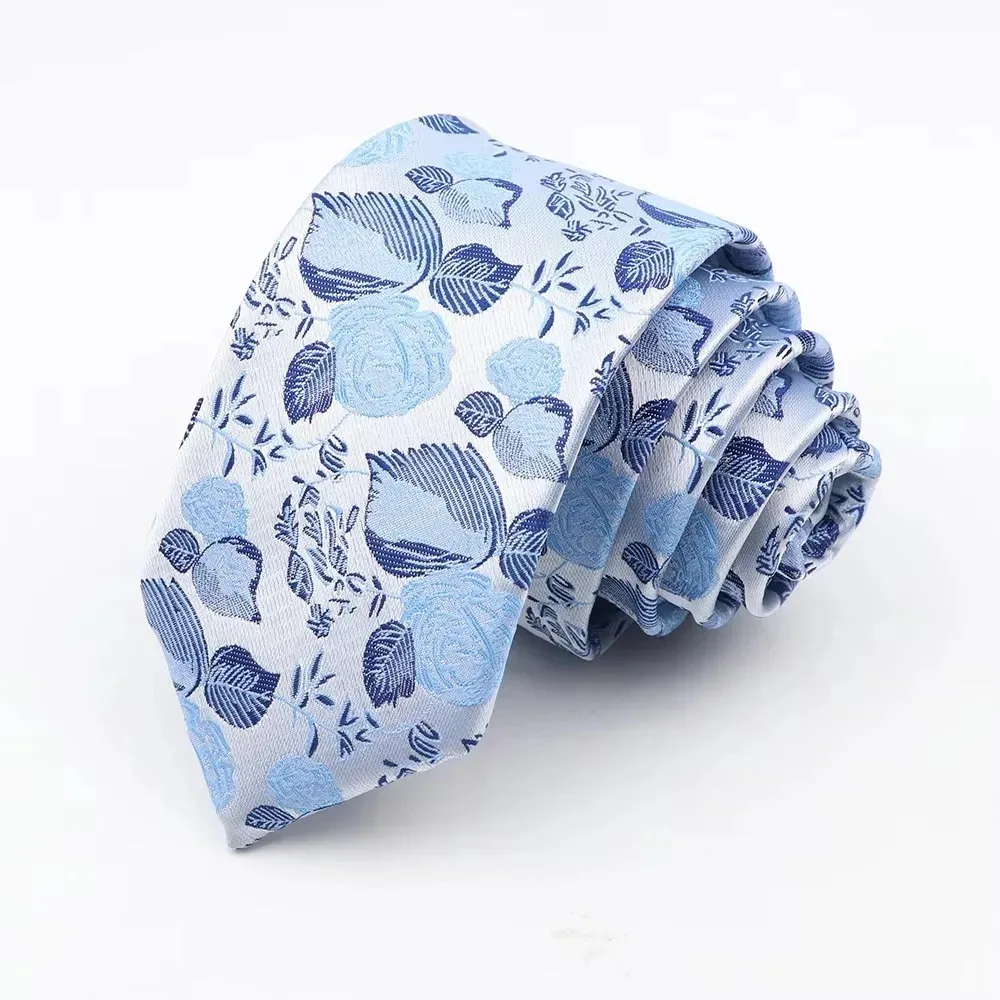 Man's 6cm Casual Floral Polyester Tie Red Blue Green Flower Pattern Jacquard Necktie Business Suit Accessory Wedding Party Gifts