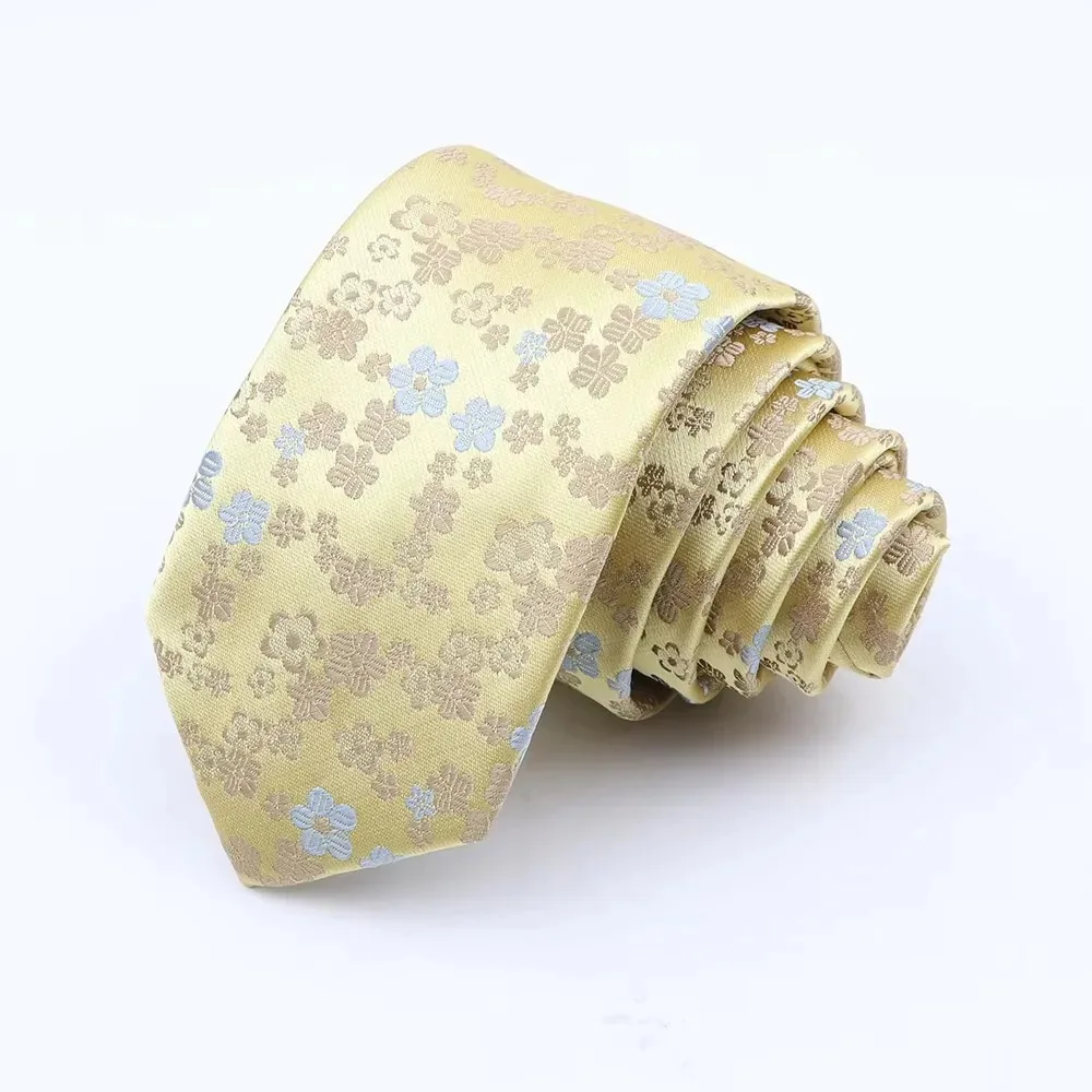 Man's 6cm Casual Floral Polyester Tie Red Blue Green Flower Pattern Jacquard Necktie Business Suit Accessory Wedding Party Gifts