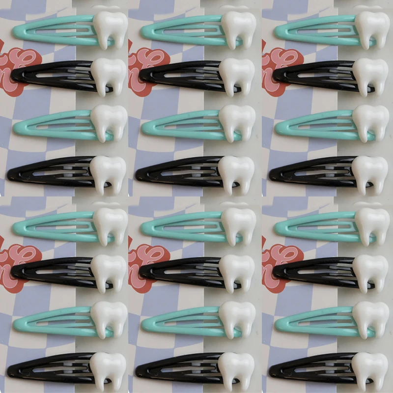 Y2K Tooth Hair Clip Funny Punk Girls Hairpin Cartoon Dental Tooth Clip Hair Accessory Streetwear Harajuku Style Bangs BB Clip
