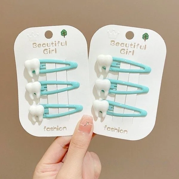 Y2K Tooth Hair Clip Funny Punk Girls Hairpin Cartoon Dental Tooth Clip Hair Accessory Streetwear Harajuku Style Bangs BB Clip