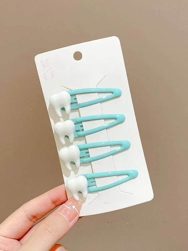 Y2K Tooth Hair Clip Funny Punk Girls Hairpin Cartoon Dental Tooth Clip Hair Accessory Streetwear Harajuku Style Bangs BB Clip