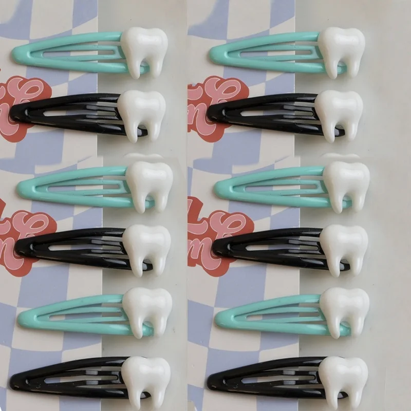 Y2K Tooth Hair Clip Funny Punk Girls Hairpin Cartoon Dental Tooth Clip Hair Accessory Streetwear Harajuku Style Bangs BB Clip