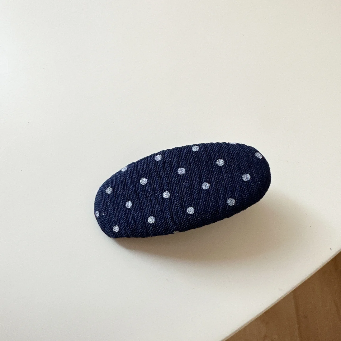Vintage Korean Hair Clip Navy Blue Polka Dot Fabric Hairpin Handmade No Damage Hair Accessories for Women Hair Clips for Girls