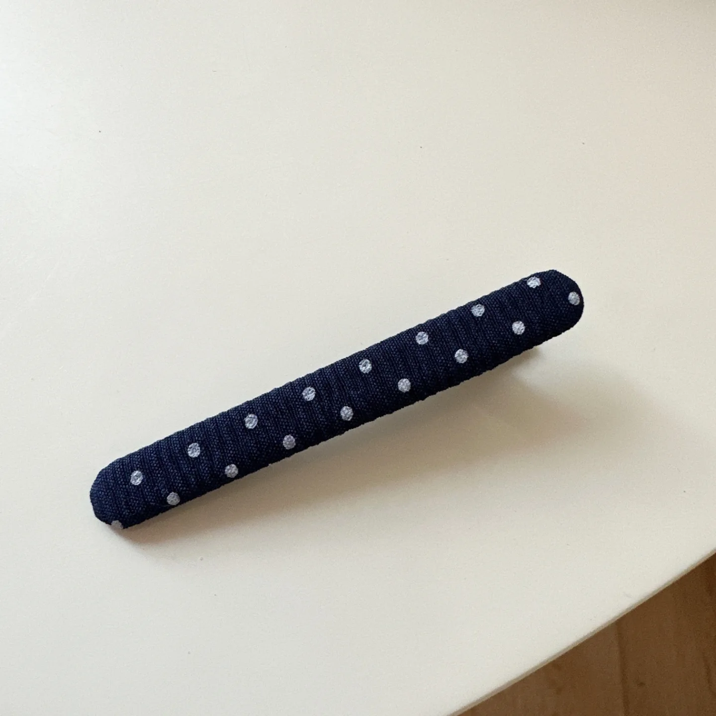 Vintage Korean Hair Clip Navy Blue Polka Dot Fabric Hairpin Handmade No Damage Hair Accessories for Women Hair Clips for Girls