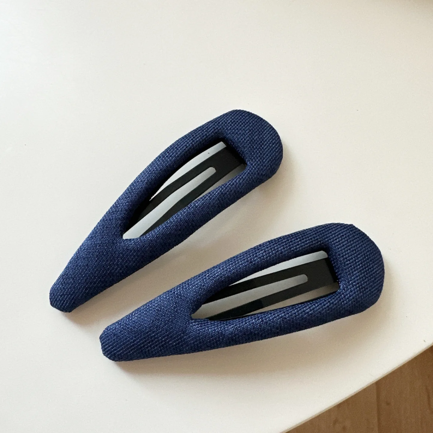 Vintage Korean Hair Clip Navy Blue Polka Dot Fabric Hairpin Handmade No Damage Hair Accessories for Women Hair Clips for Girls