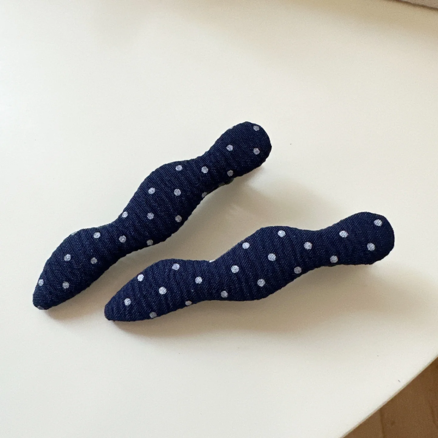 Vintage Korean Hair Clip Navy Blue Polka Dot Fabric Hairpin Handmade No Damage Hair Accessories for Women Hair Clips for Girls
