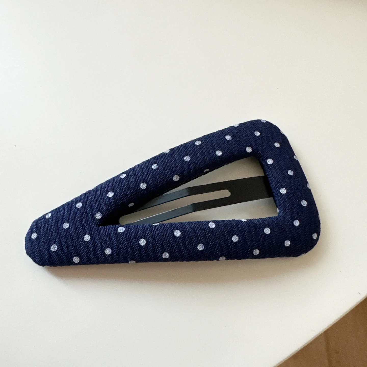 Vintage Korean Hair Clip Navy Blue Polka Dot Fabric Hairpin Handmade No Damage Hair Accessories for Women Hair Clips for Girls