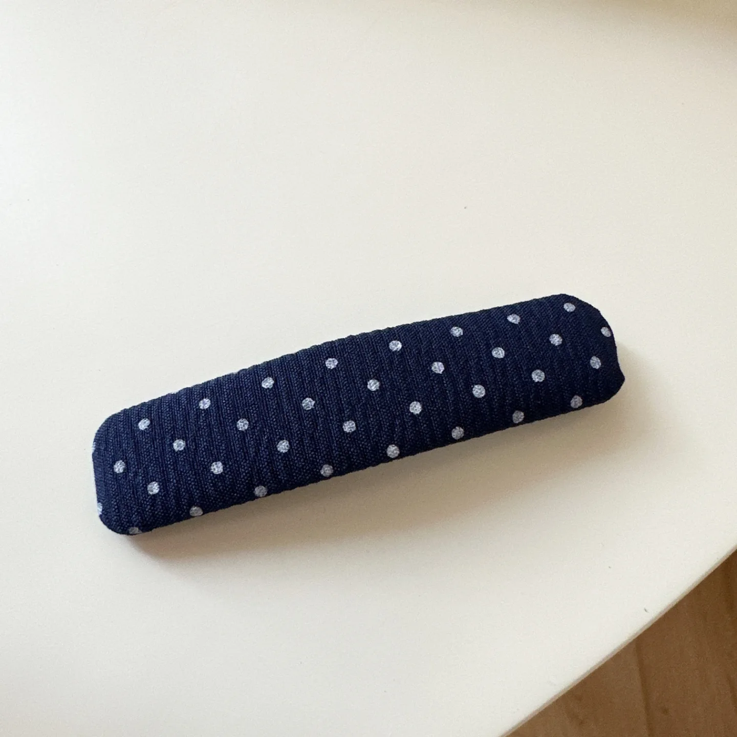 Vintage Korean Hair Clip Navy Blue Polka Dot Fabric Hairpin Handmade No Damage Hair Accessories for Women Hair Clips for Girls