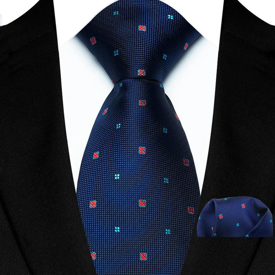 New Design Green Brown Red Necktie Set Polyester Pocket Square Tie Set Classic Polka Dot Tie For Men Daily Wear Shirt Accessor