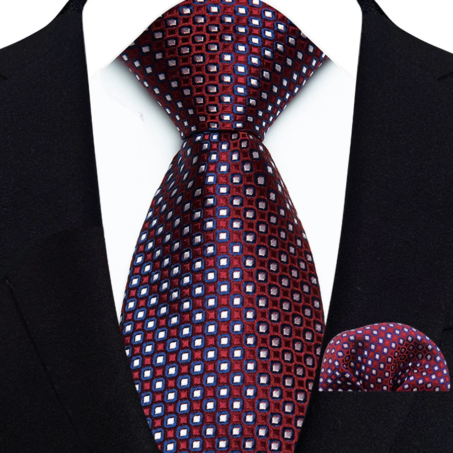New Design Green Brown Red Necktie Set Polyester Pocket Square Tie Set Classic Polka Dot Tie For Men Daily Wear Shirt Accessor