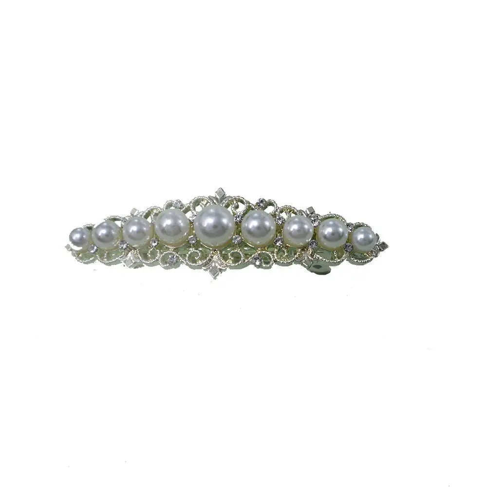 White Moonlight Elegant French Spring Clip Vintage Exquisite Half-Tied Hair Clip Small Horizontal Hairpin Clip Hair Accessories