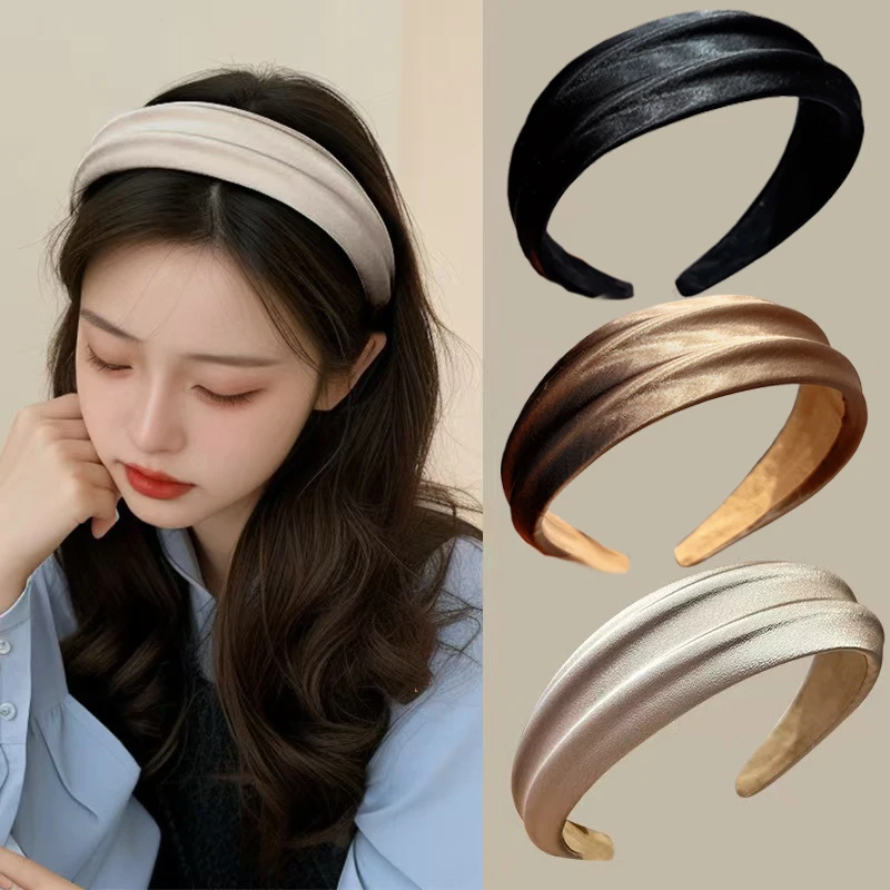 Wide Satin Hair Hoop Band Headwear Non-slip Headband Simple Hairband for Women Wash Their Faces Headbands for Hair Accessories