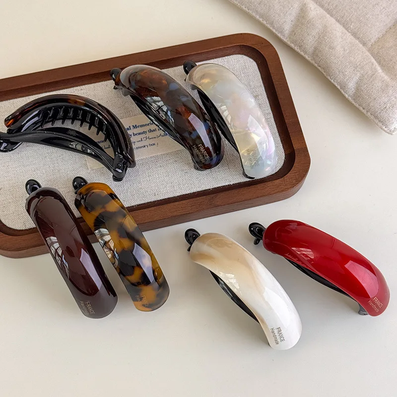 Retro Acetate Simple Temperament High Ponytail Buckle Clip Barrettes Headband Twist Hair Clips Womans Girls Temperament Hairpins
