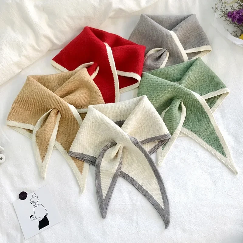 Women Autumn Warm Fake Collars Small Shawl Female Knit Scarf Girls Shirt False Collar for Sweater Dress Shirt Detachable Collar