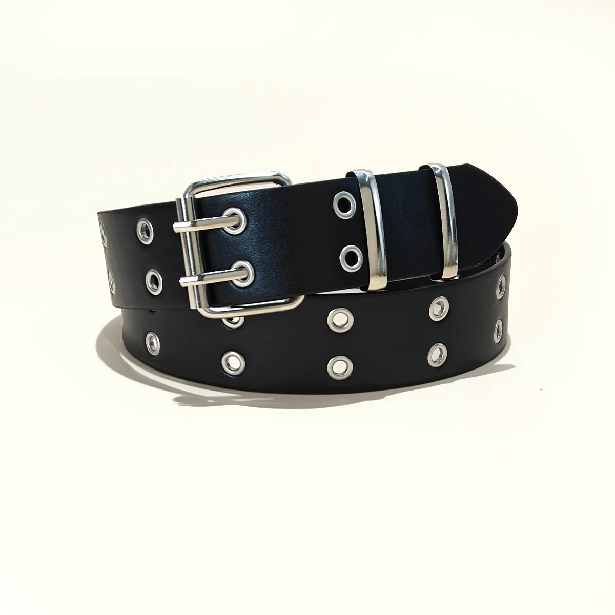 Star Eye Rivet Belt Gothic Style Double Pin Buckle Man/woman Fashion Casual Punk Style Pu Leather Waistband for Jeans Y2K Belt