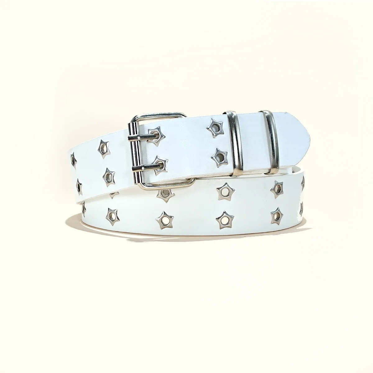 Star Eye Rivet Belt Gothic Style Double Pin Buckle Man/woman Fashion Casual Punk Style Pu Leather Waistband for Jeans Y2K Belt