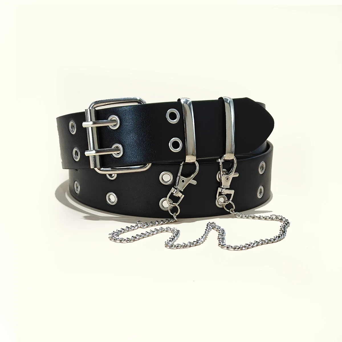 Star Eye Rivet Belt Gothic Style Double Pin Buckle Man/woman Fashion Casual Punk Style Pu Leather Waistband for Jeans Y2K Belt