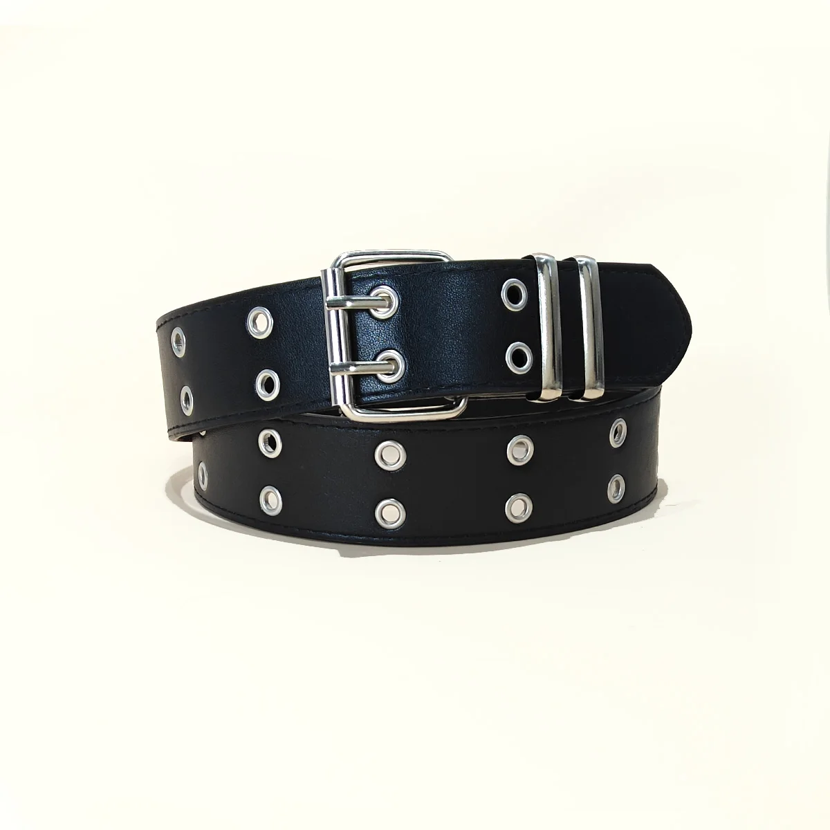 Star Eye Rivet Belt Gothic Style Double Pin Buckle Man/woman Fashion Casual Punk Style Pu Leather Waistband for Jeans Y2K Belt