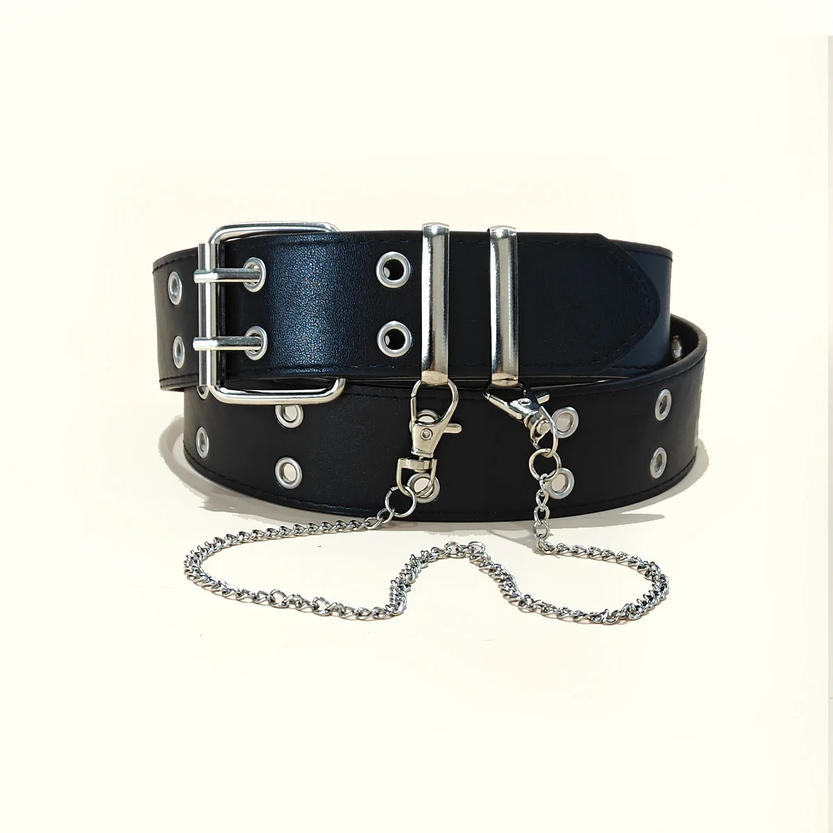 Star Eye Rivet Belt Gothic Style Double Pin Buckle Man/woman Fashion Casual Punk Style Pu Leather Waistband for Jeans Y2K Belt