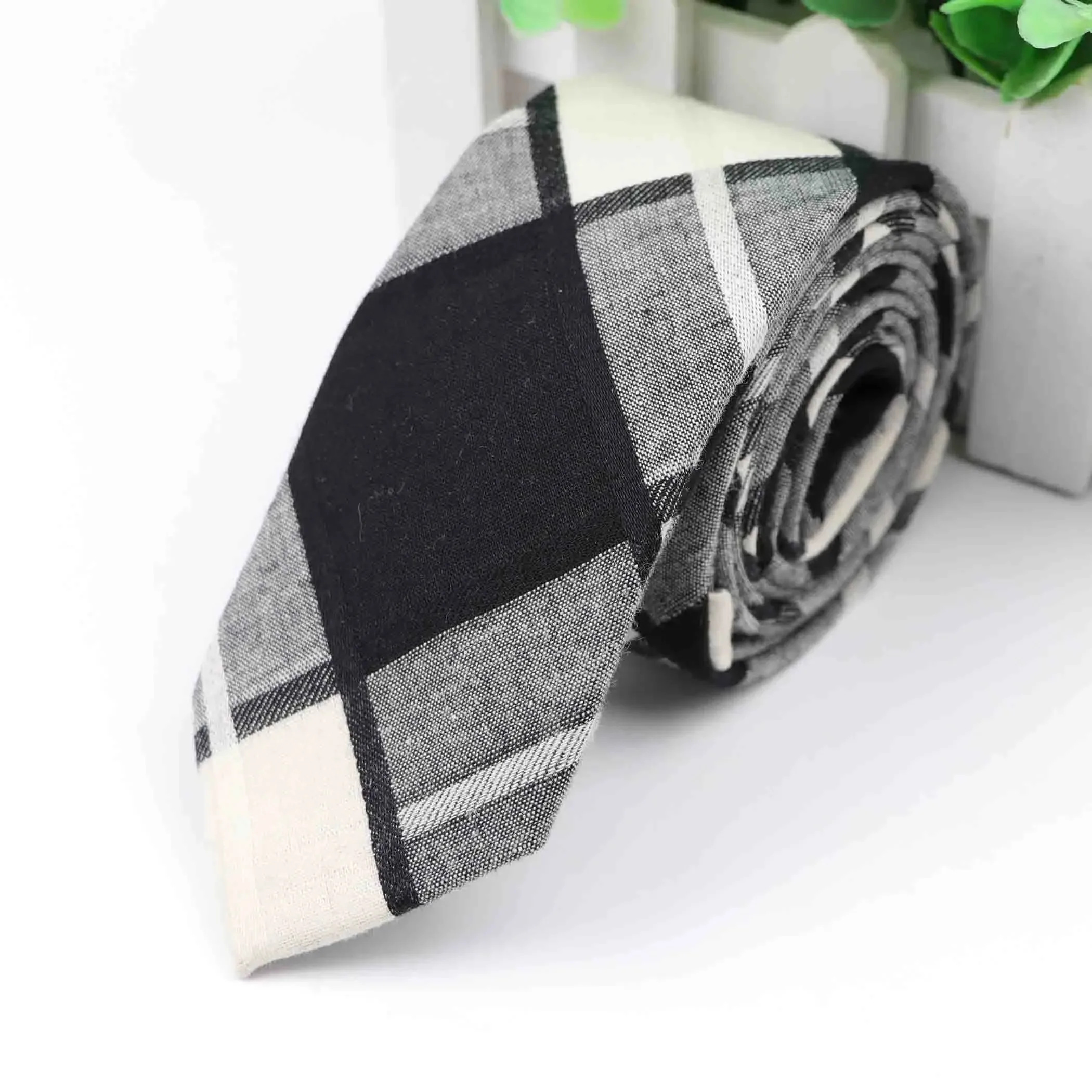 Daily Design Pure Cotton Men's 6cm Striped Checkered Pattern Tie Perfect Necktie Wedding Party Office Business Accessories Gifts