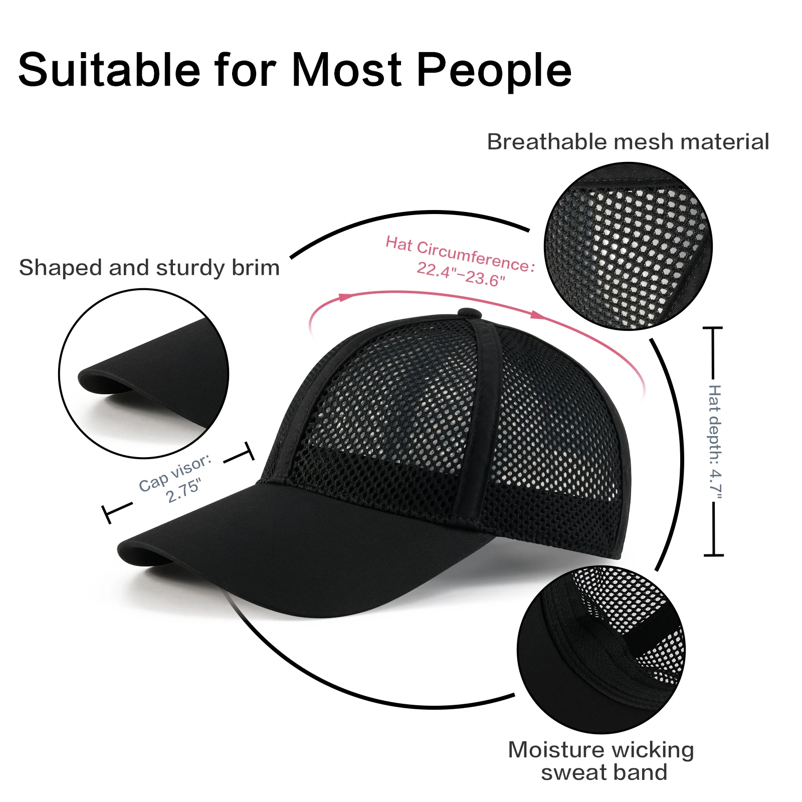 VOBOOM Breathable Full Mesh Baseball Cap for Men Women Lightweight Trucker Sports Hats Quick Dry Outdoor Running Cap