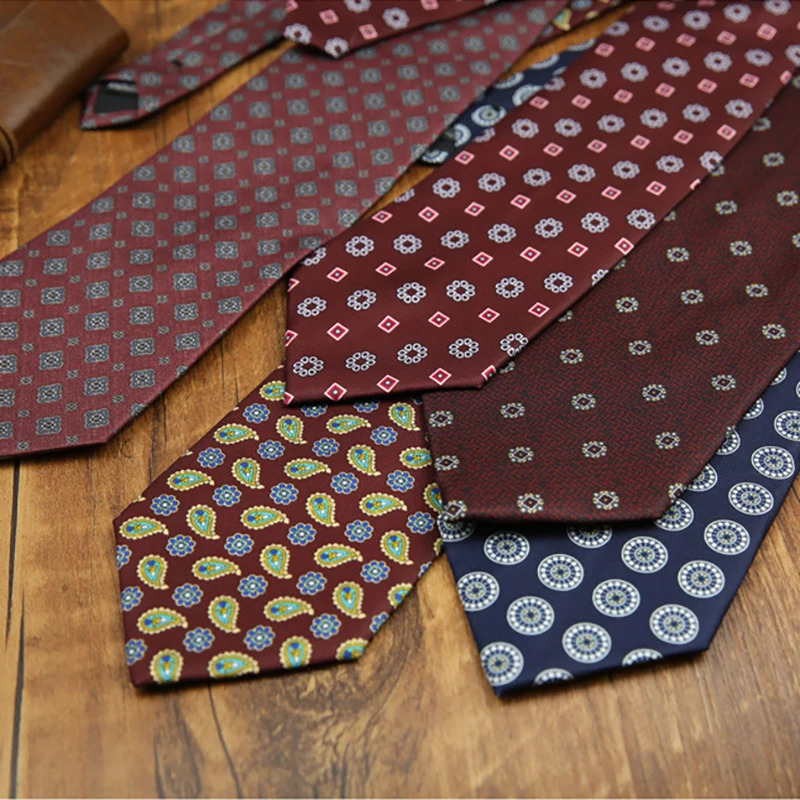 2026 Artistic Trendy Business Casual Floral Printed Neckties Oversized 9cm Width Luxury Striped Silky Neck Ties For Men Cravat