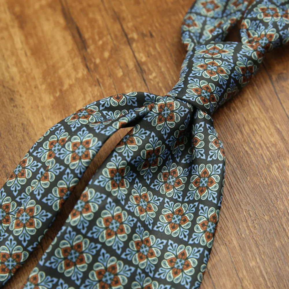 2026 Artistic Trendy Business Casual Floral Printed Neckties Oversized 9cm Width Luxury Striped Silky Neck Ties For Men Cravat