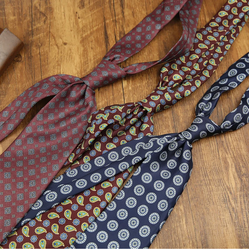 2026 Artistic Trendy Business Casual Floral Printed Neckties Oversized 9cm Width Luxury Striped Silky Neck Ties For Men Cravat