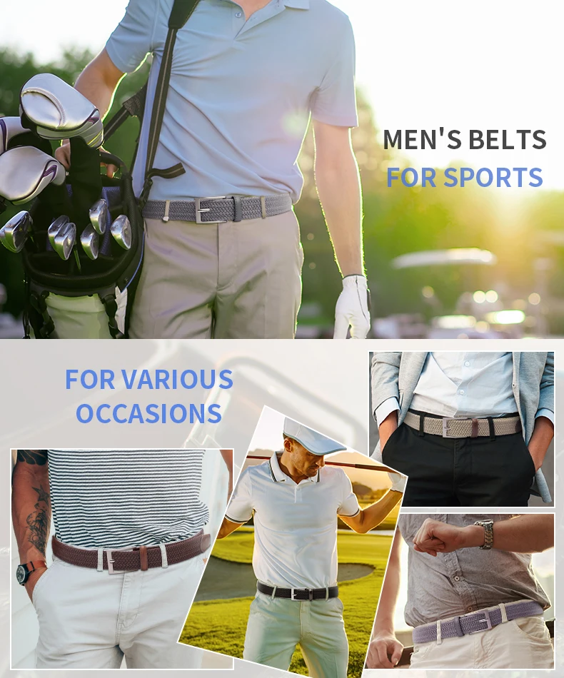 2 Pack Braided Elastic Belt Woven Stretch Belts for Men Women Casual Pants Jeans Golf Shirts