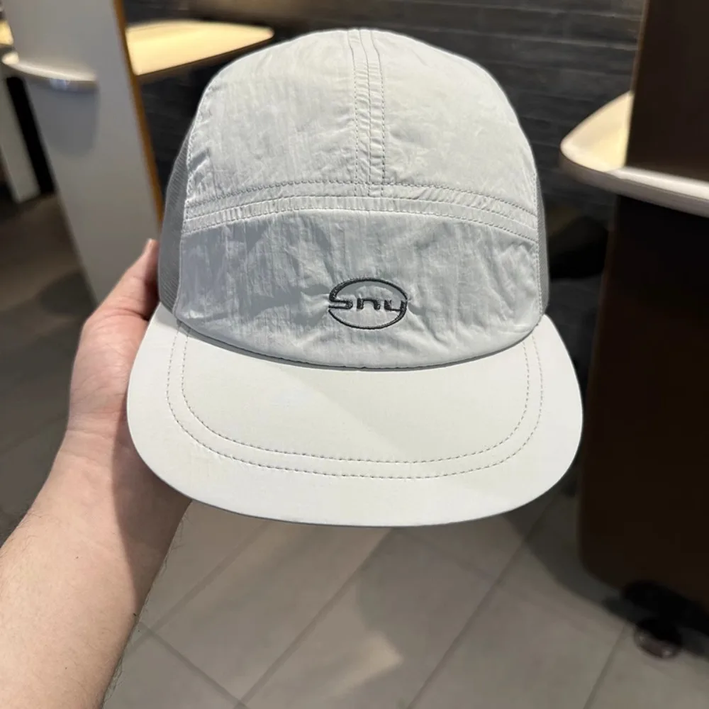 Korean Letter Embroidery Baseball Cap - Peaked Hat, Breathable Mesh Quick Drying UV Protection, Simple Ins Style Lightweight