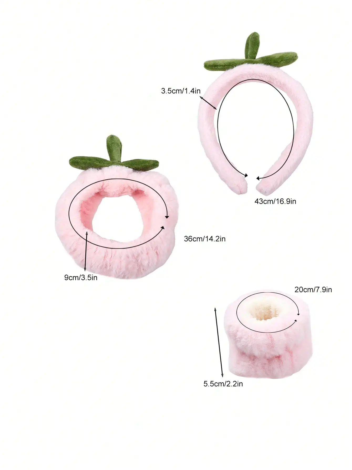 4Pcs Pink Strawberry Face Wash Skincare Hair Bands for Women Girls Cute Soft Makeup Headband Basic Utility Hair Accessories