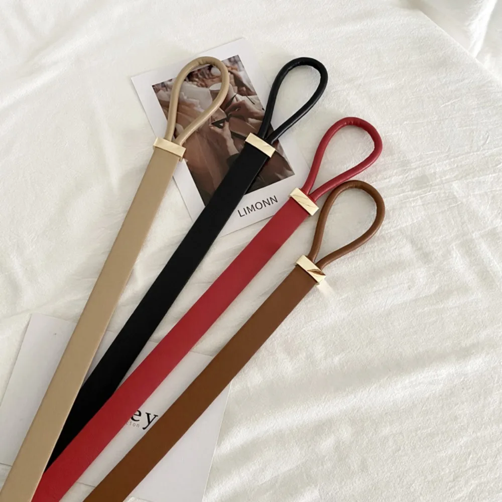 Adjustable Faux Leather Lace-up Belt Women's Waist Belt Wear-resistant Women Belt for Sweater Dress Coat Narrow for Decoration