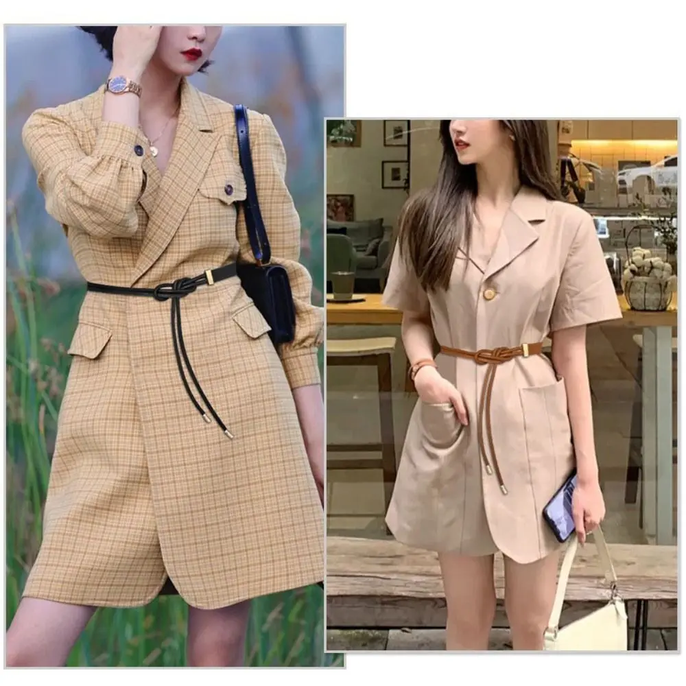 Adjustable Faux Leather Lace-up Belt Women's Waist Belt Wear-resistant Women Belt for Sweater Dress Coat Narrow for Decoration