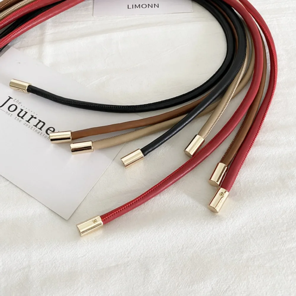 Adjustable Faux Leather Lace-up Belt Women's Waist Belt Wear-resistant Women Belt for Sweater Dress Coat Narrow for Decoration