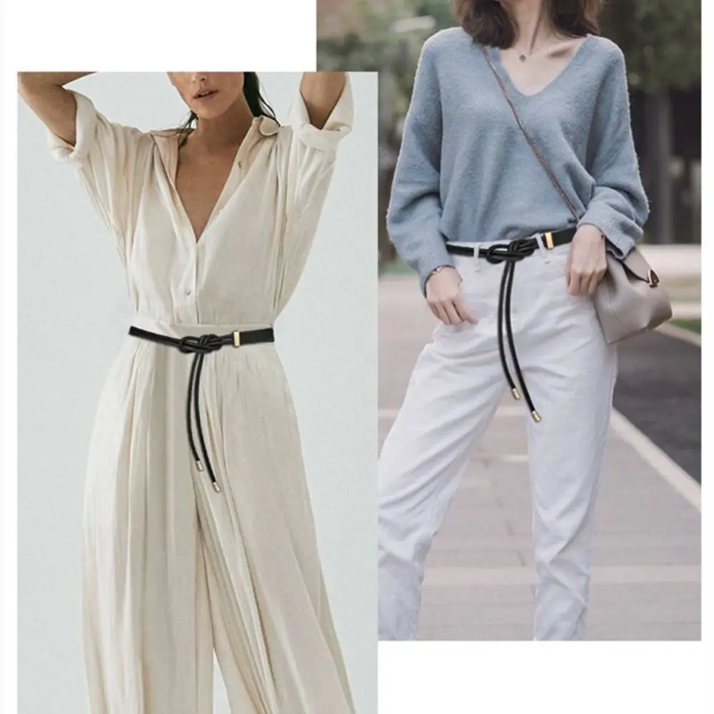Adjustable Faux Leather Lace-up Belt Women's Waist Belt Wear-resistant Women Belt for Sweater Dress Coat Narrow for Decoration