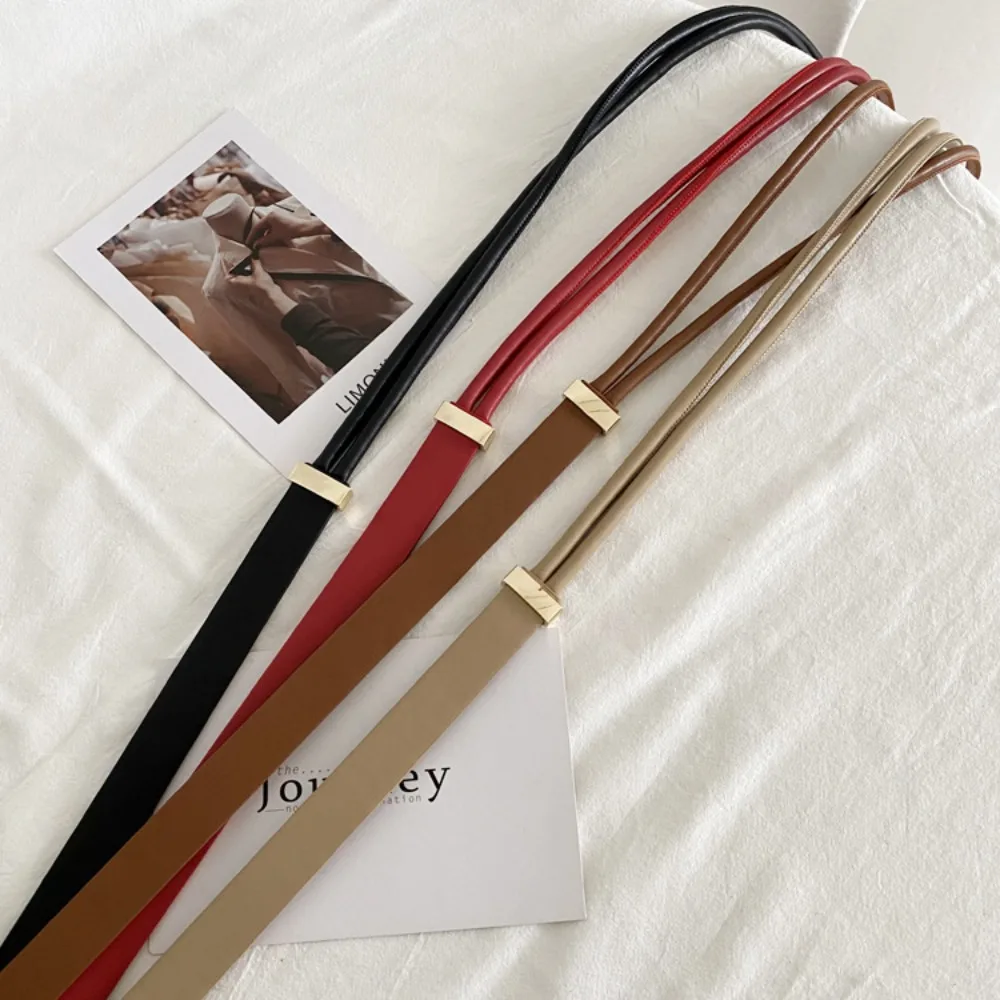 Adjustable Faux Leather Lace-up Belt Women's Waist Belt Wear-resistant Women Belt for Sweater Dress Coat Narrow for Decoration