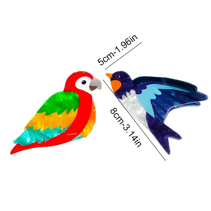 1PC Colorful Cute Simulation Parrot Shark Bird Ponytail Clip Creative Back of Head Hair Headdress for Women Girls