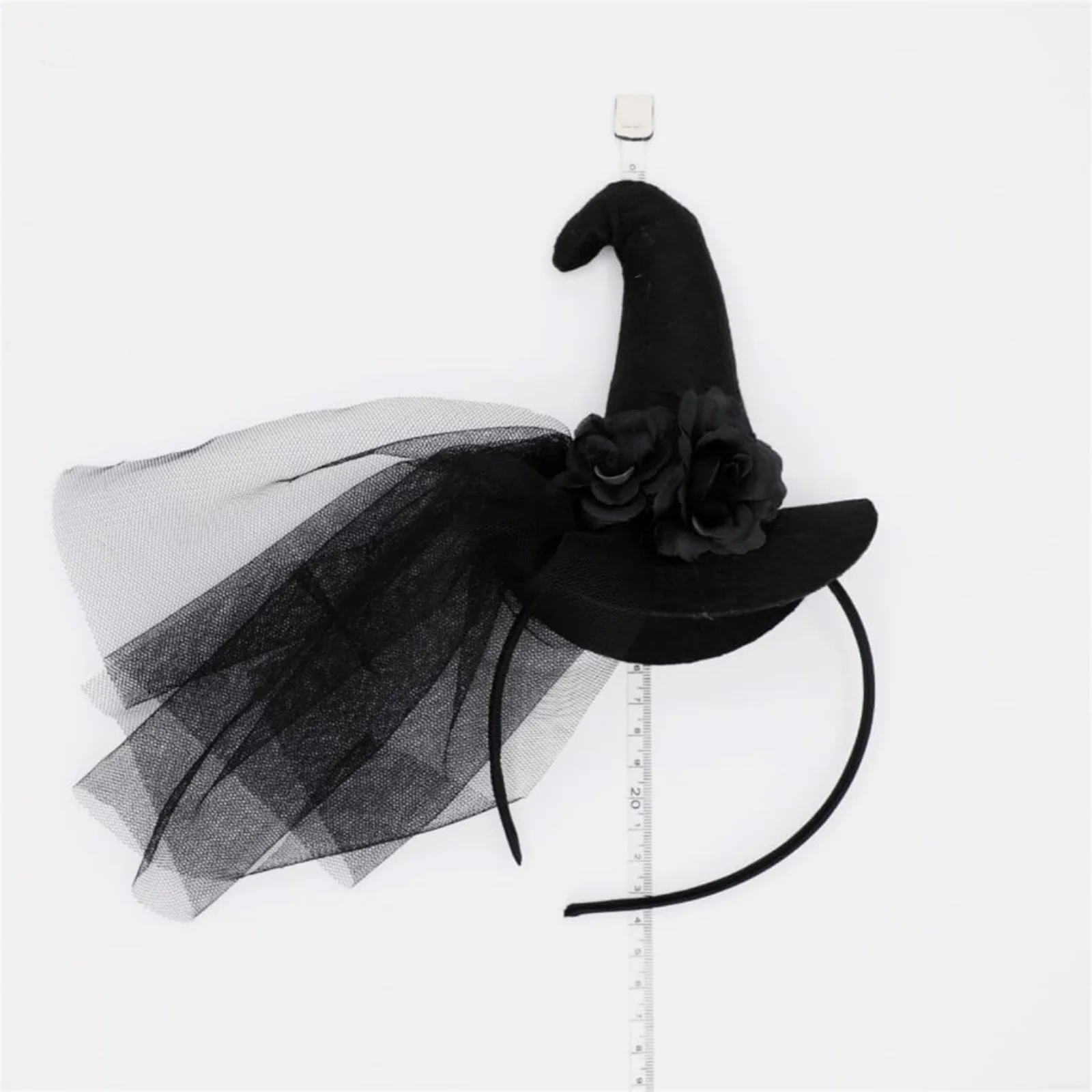 1PC Gothic Halloween Live Broadcast Hairband Women Photoshoots Hairband Witch Hat&Black Yarn Veil Headbands Black Color
