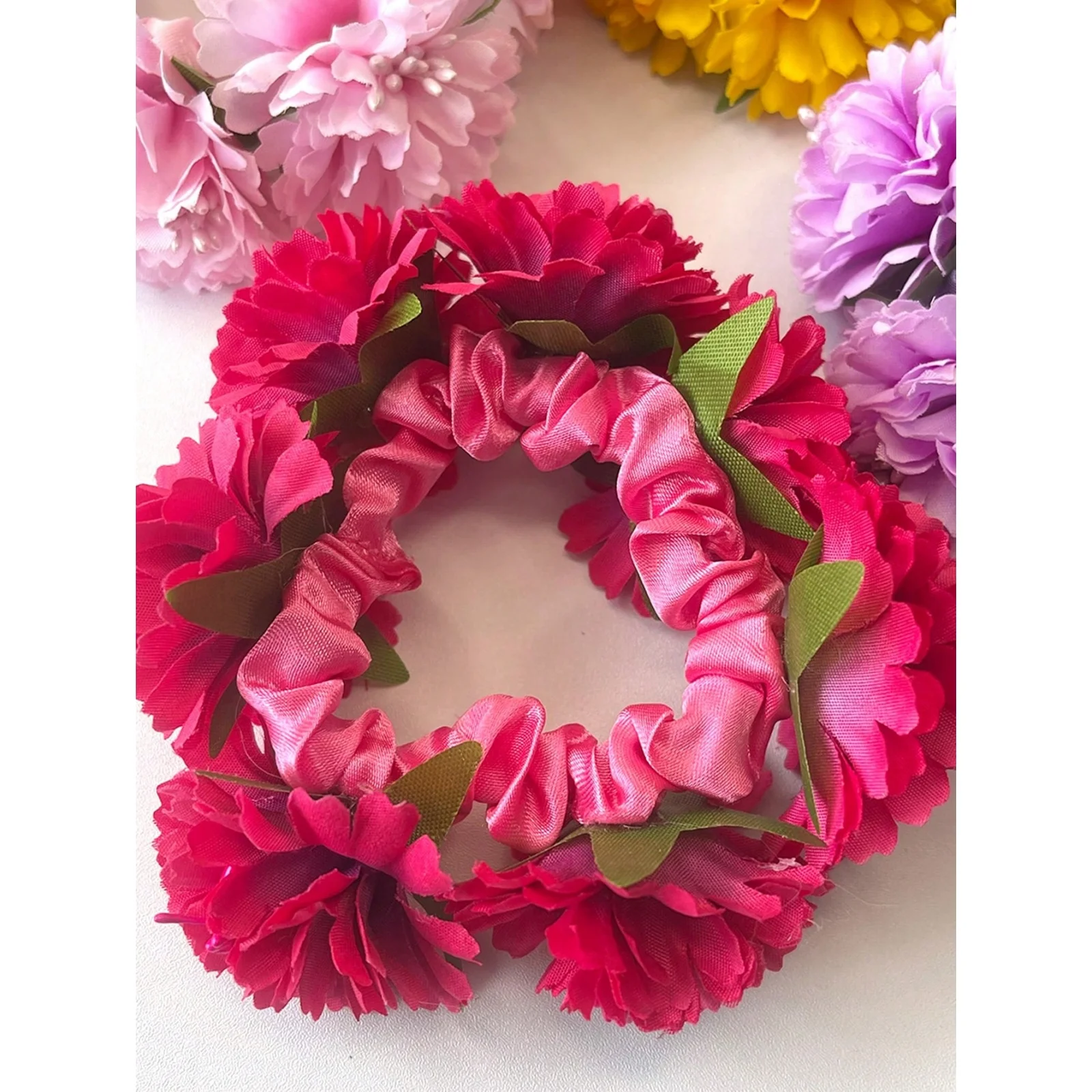 1pc Women's New Spring & Summer Solid Color Artificial Fabric Flower Hair Scrunchie, Suitable For Beach, Hawaii Vacation, Daily