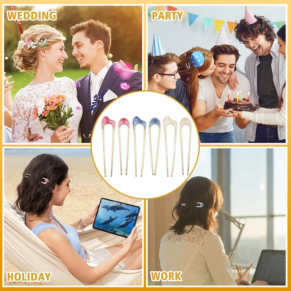 Metal U Shaped Hair Pins French Twist Hair Pin Vintage Hair Fork Pin for Women Hair Sticks for Thick Thin Hairstyles Accessories