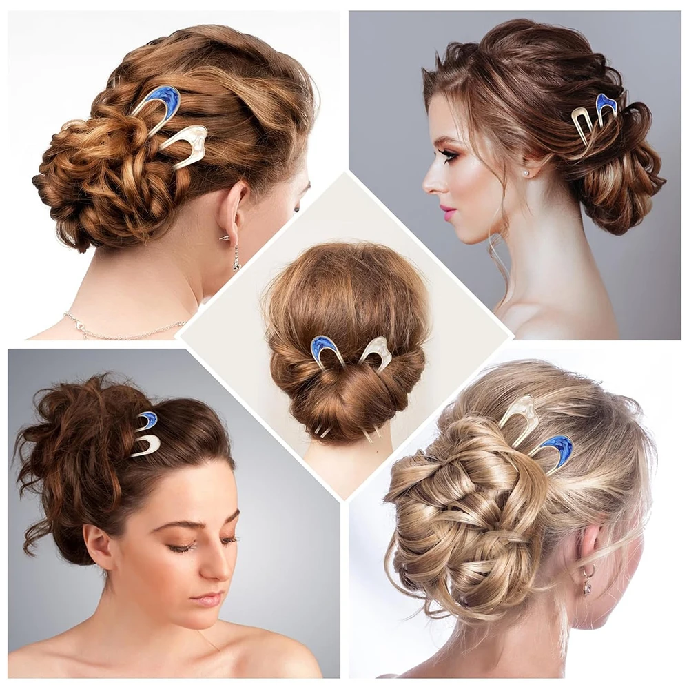 Metal U Shaped Hair Pins French Twist Hair Pin Vintage Hair Fork Pin for Women Hair Sticks for Thick Thin Hairstyles Accessories
