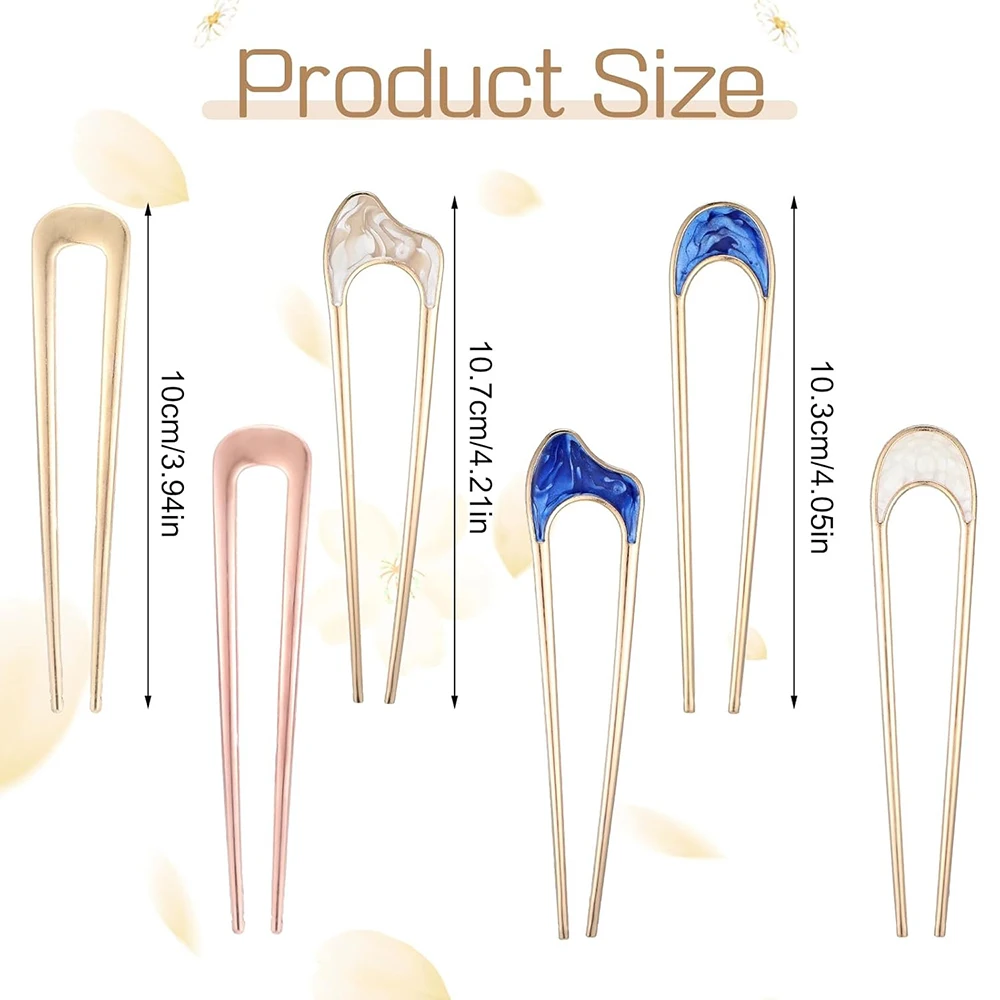 Metal U Shaped Hair Pins French Twist Hair Pin Vintage Hair Fork Pin for Women Hair Sticks for Thick Thin Hairstyles Accessories