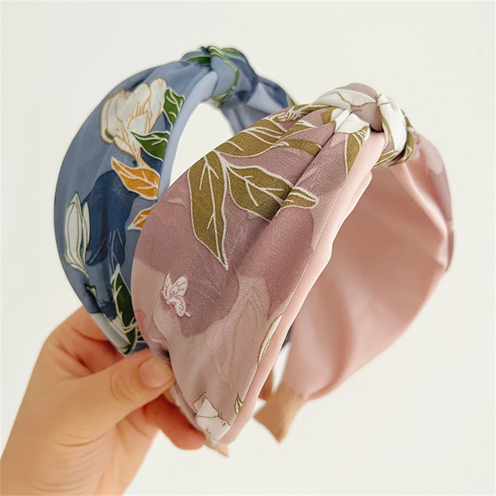 Wide Fabric Headbands For Women Girls Flower Knotted Hairbands Female Hair Bands Hair Hoops Hair Accessories