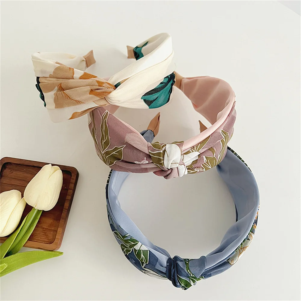 Wide Fabric Headbands For Women Girls Flower Knotted Hairbands Female Hair Bands Hair Hoops Hair Accessories