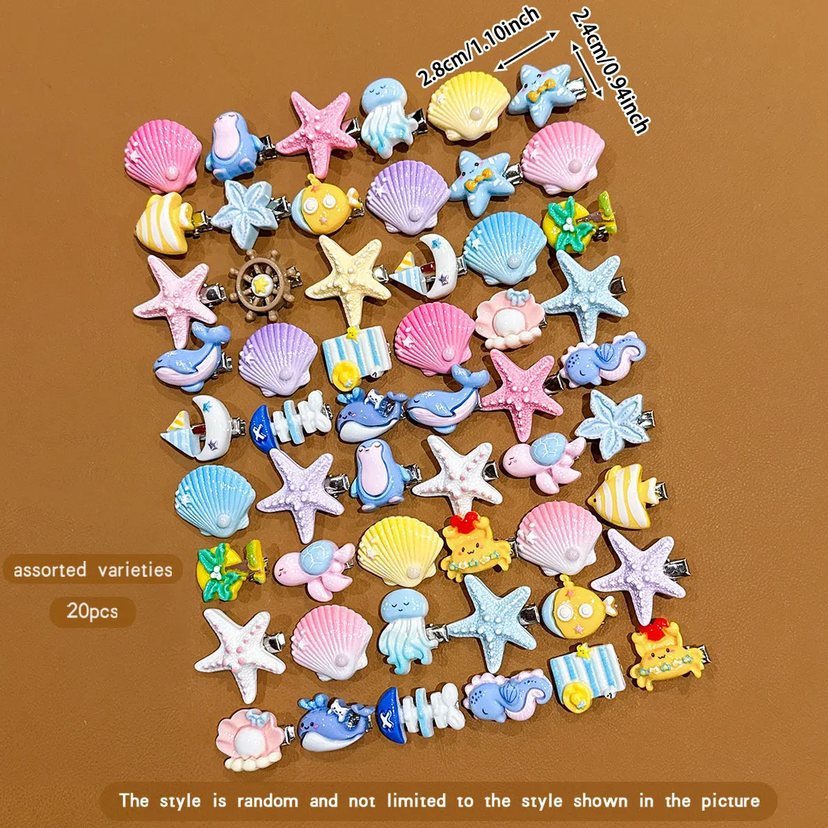 20 random ocean hair clips, cute starfish shell hair clips suitable for daily use