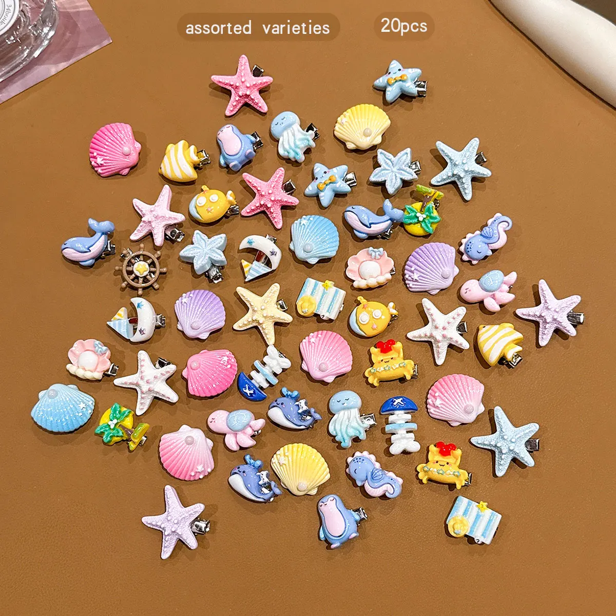 20 random ocean hair clips, cute starfish shell hair clips suitable for daily use