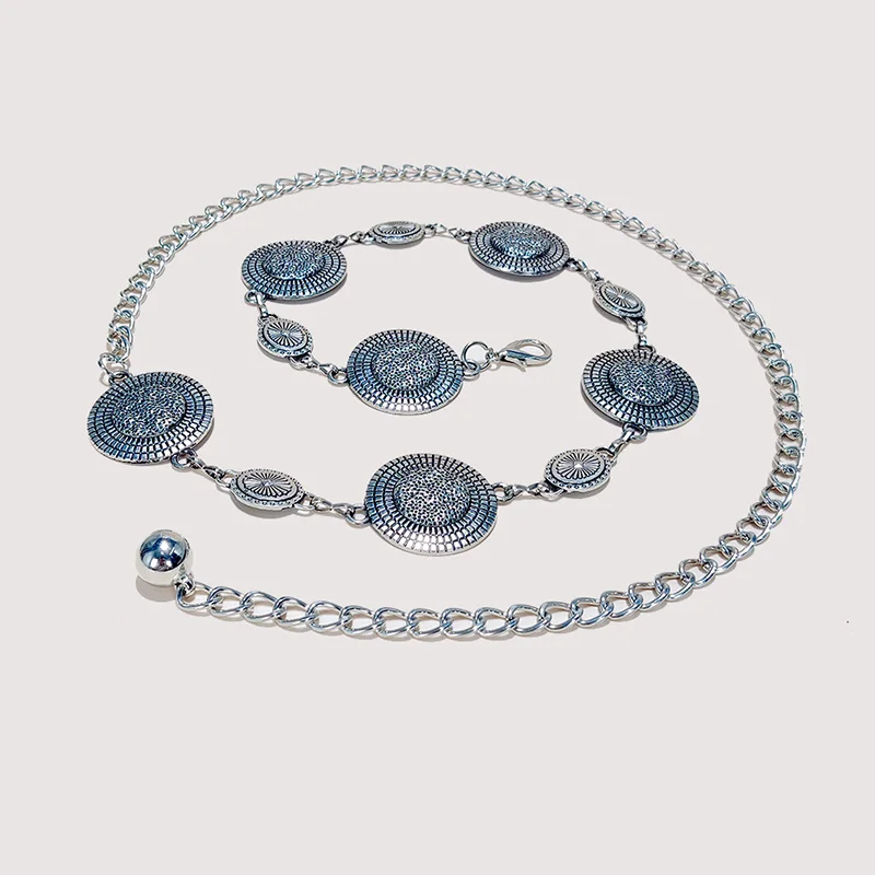 Fashion Metal Chain Belt for Women Cowgirl Western Country Carved Hat Chain Belts Adjustable Belt for Sweaters Dresses Jeans