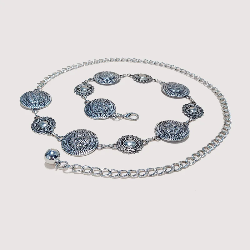 Fashion Metal Chain Belt for Women Cowgirl Western Country Carved Hat Chain Belts Adjustable Belt for Sweaters Dresses Jeans