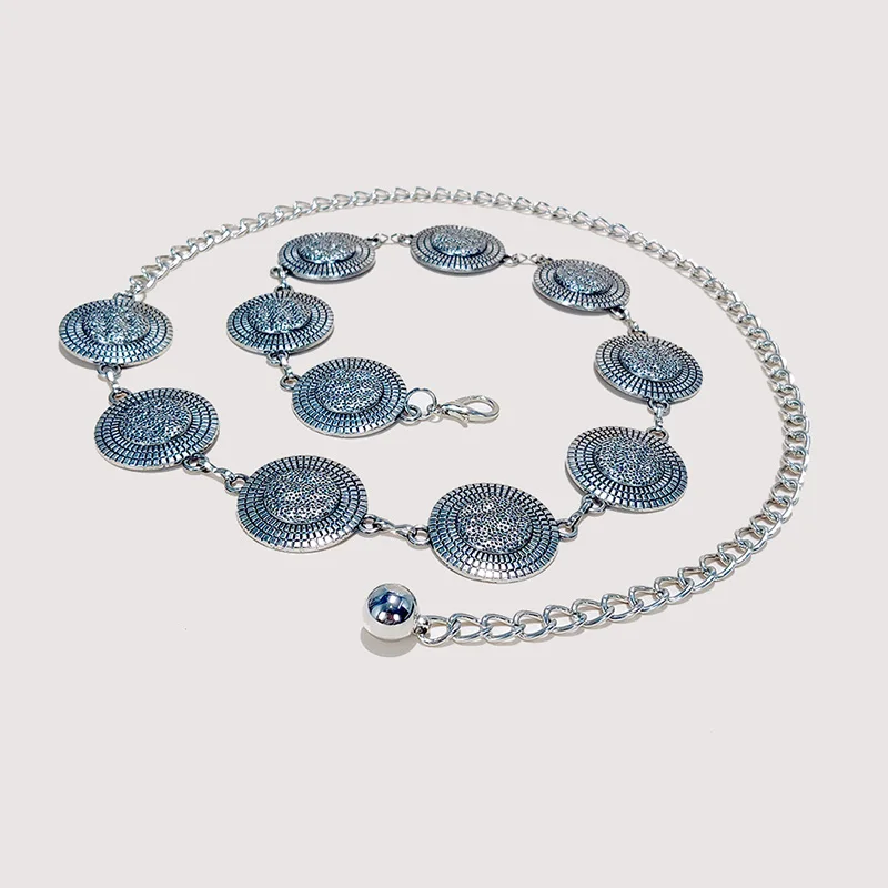 Fashion Metal Chain Belt for Women Cowgirl Western Country Carved Hat Chain Belts Adjustable Belt for Sweaters Dresses Jeans