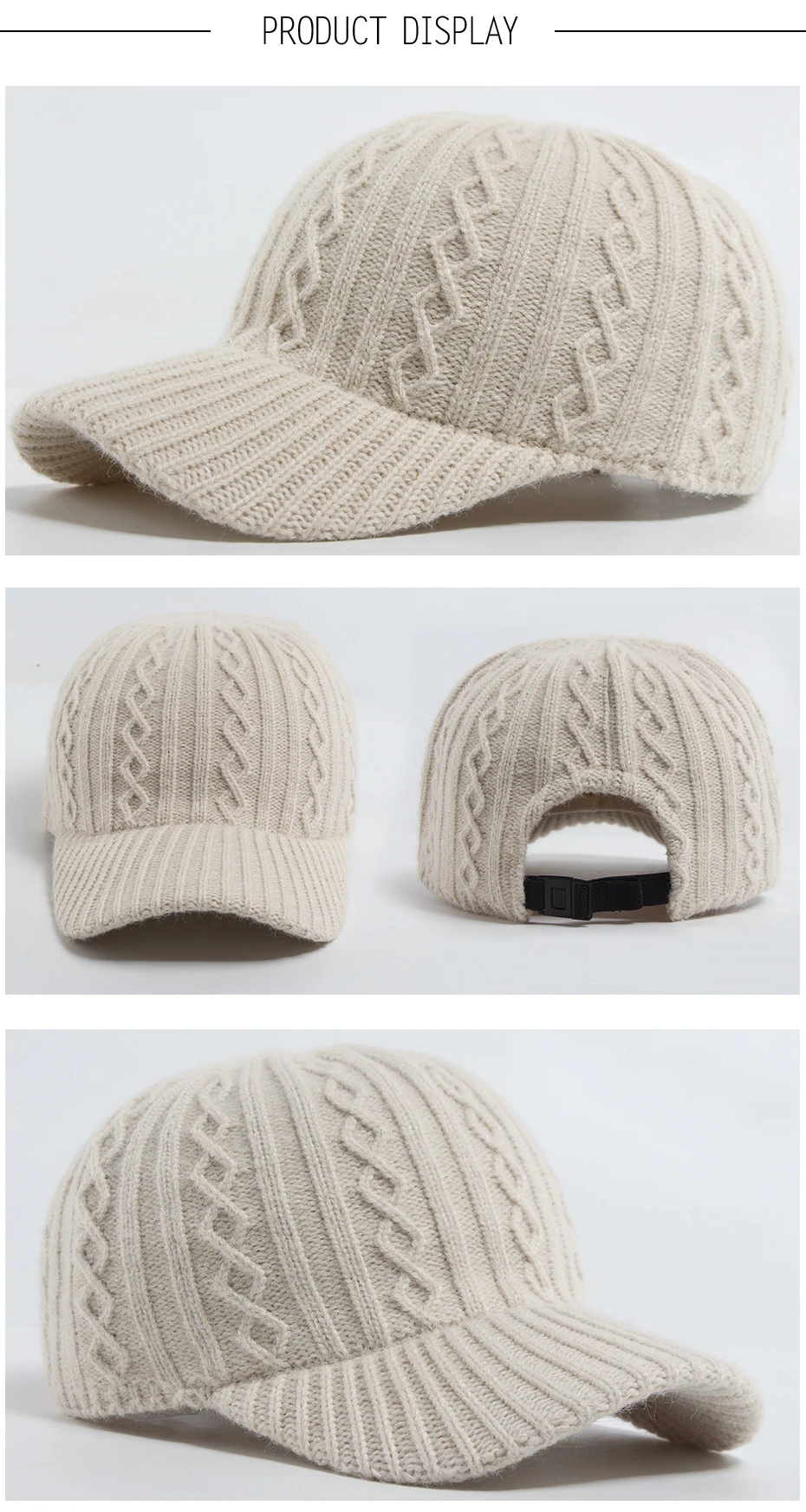 New Knitted Baseball Cap Women Fashion Men Autumn Winter Warm Hat Vintage Casual Caps For Ladies Snapback Female Adjustable